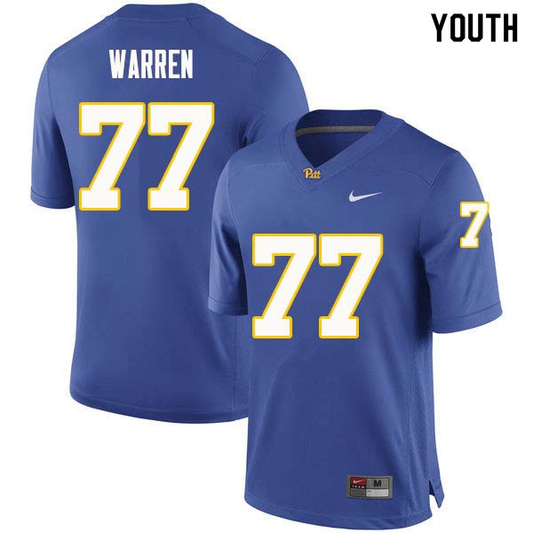 Youth #77 Carter Warren Pittsburgh Panthers College Football Jerseys Sale-Royal